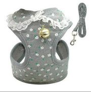 Comfortable Bow Tie Striped Dog Leash With Bells - Available In Multiple Colors And Sizes-1