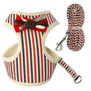 Comfortable Bow Tie Striped Dog Leash With Bells - Available In Multiple Colors And Sizes-6