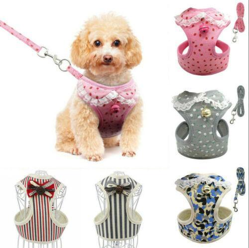 Comfortable Bow Tie Striped Dog Leash With Bells - Available In Multiple Colors And Sizes-0