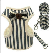 Comfortable Bow Tie Striped Dog Leash With Bells - Available In Multiple Colors And Sizes-8