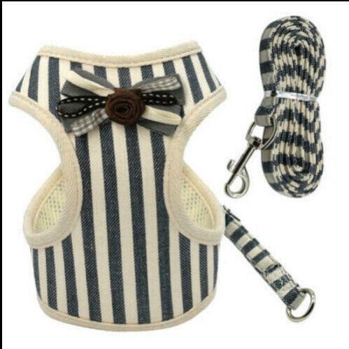 Comfortable Bow Tie Striped Dog Leash With Bells - Available In Multiple Colors And Sizes-8