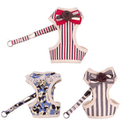 Comfortable Bow Tie Striped Dog Leash With Bells - Available In Multiple Colors And Sizes-4